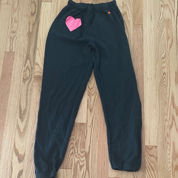 Aviator Nation Glitter Heart Charcoal Sweatpants - Picture 2 of 11